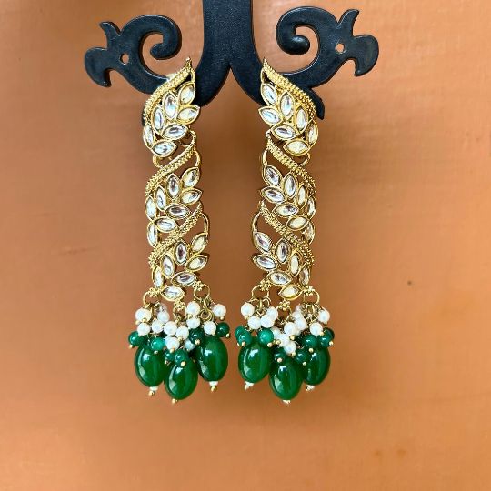 Chakra Kundan Green Ethnic Earrings