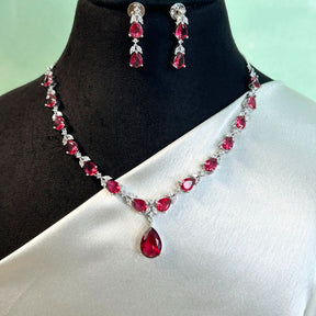 Paloma Ruby American Diamond Necklace Set