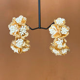 Golden Statement Floral Hoop Earrings