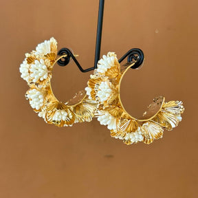 Golden Statement Floral Hoop Earrings