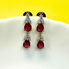 Paloma Ruby American Diamond Necklace Set