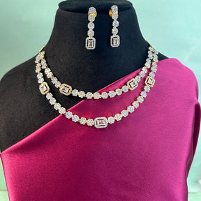 Primrose Two Layered American Diamond Necklace Set