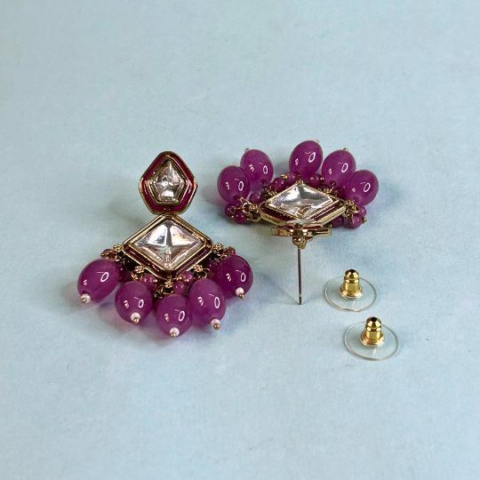 Sakhi Purple Kundan Coral Earrings