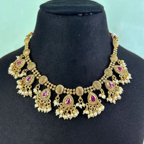 Gajavanthi Antique Golden Necklace Set