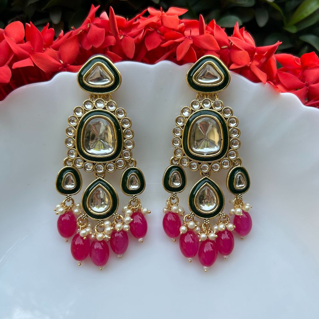 Fazeen Pink Kundan Chandbalis