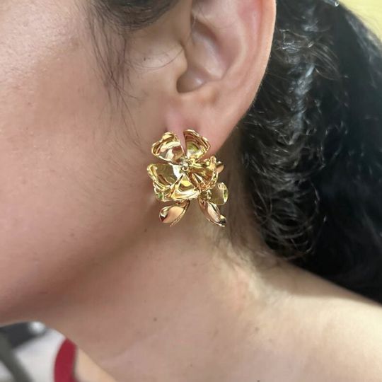 Floral Golden Hoops