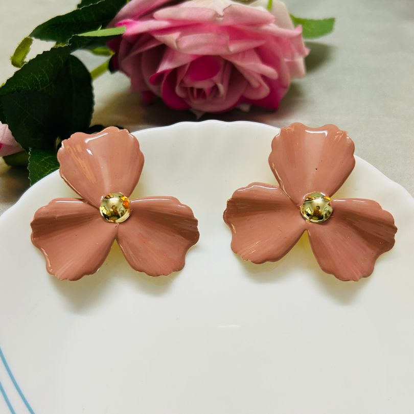 Flower Pastel Brown Earrings
