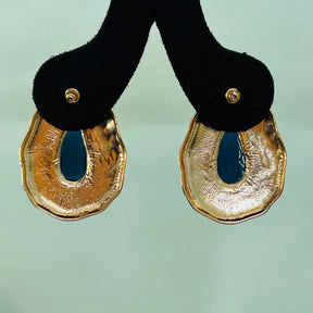 Navy Blue Statement Tear Drop Earrings