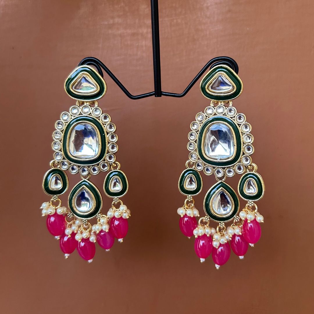 Fazeen Pink Kundan Chandbalis