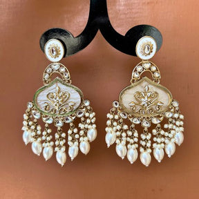 Anoma White Designer Chandbalis Earrings