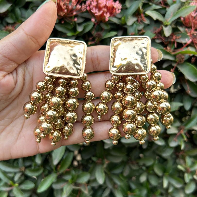 Golden Ball Statement Earrings