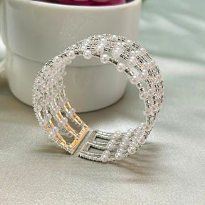 Pearl Layered American Diamond Bracelet