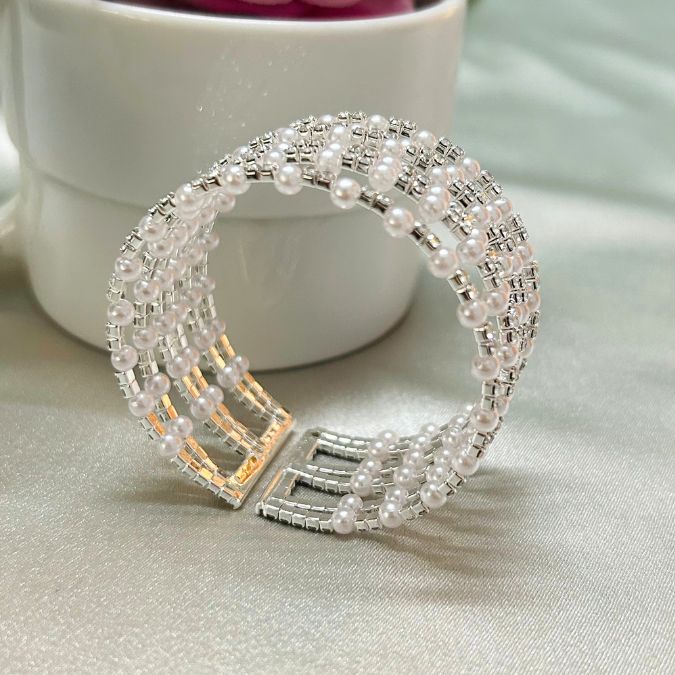 Pearl Layered American Diamond Bracelet