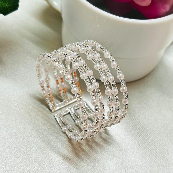 Pearl Layered American Diamond Bracelet