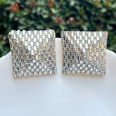 Bling Blogger Silver Square Stud Earrings