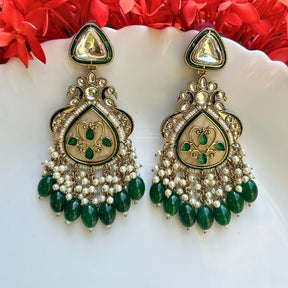 Adhiti Green Designer Chandbalis Earrings