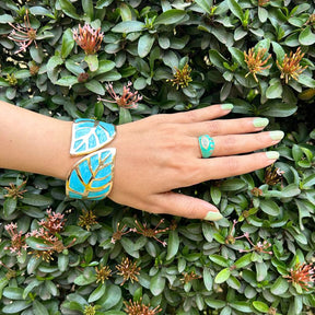 Turquoise Leaf Shaped Bracelet