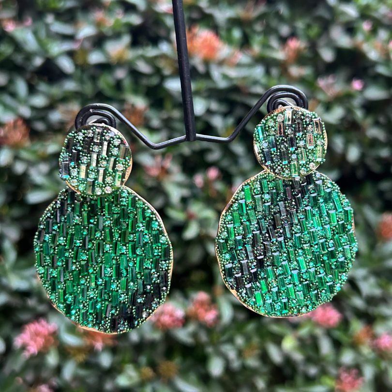 Bling Blogger Green Layered Round Earrings