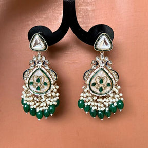 Adhiti Green Designer Chandbalis Earrings