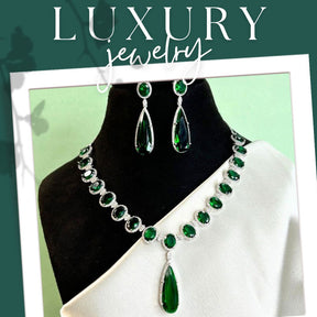 Madison Green American Diamond Necklace Set