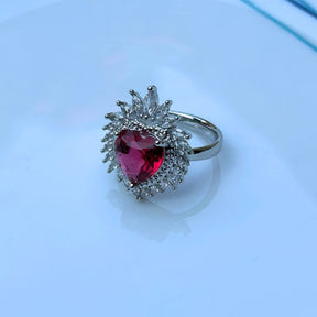 Heart Ruby American Diamond Finger Ring