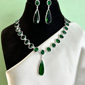 Madison Green American Diamond Necklace Set