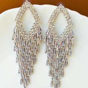 Silver American Diamond Chandelier Earrings