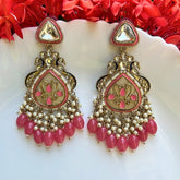 Adhiti Pink Designer Chandbalis Earrings