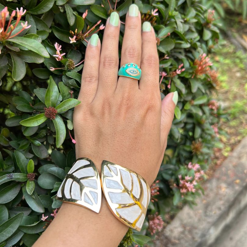 Enamel  Leaf Shaped Bracelet