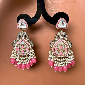 Adhiti Pink Designer Chandbalis Earrings