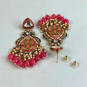 Adhiti Pink Designer Chandbalis Earrings