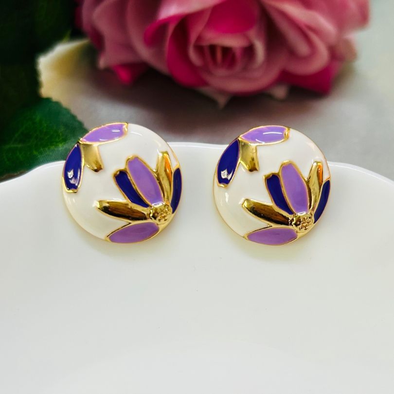 Sikha Purple & Blue Stud Earrings