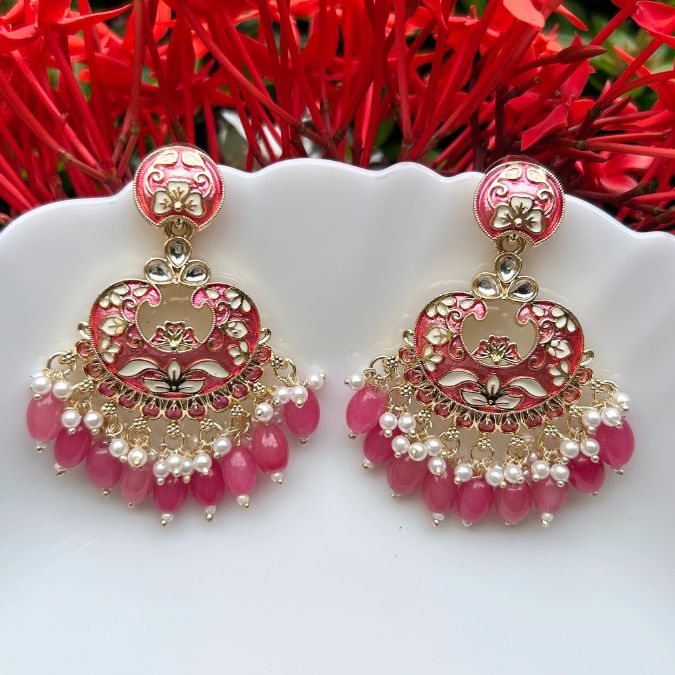 Iqra Pink Chandbalis