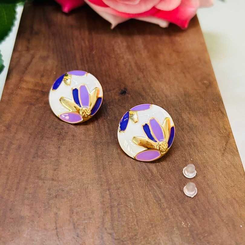 Sikha Purple & Blue Stud Earrings