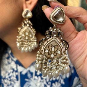 Adhiti White Designer Chandbalis Earrings