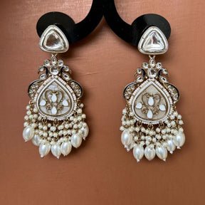 Adhiti White Designer Chandbalis Earrings