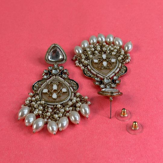 Adhiti White Designer Chandbalis Earrings