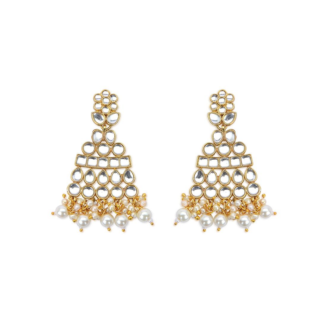 LAIDA Gold-Plated Stone-Studded & Pearl Beaded Jewellery Set