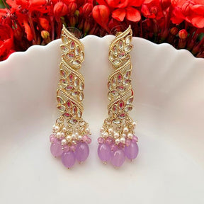 Chakra Kundan Lilac Ethnic Earrings