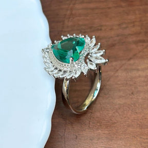 Heart Green American  Diamond  Finger Ring