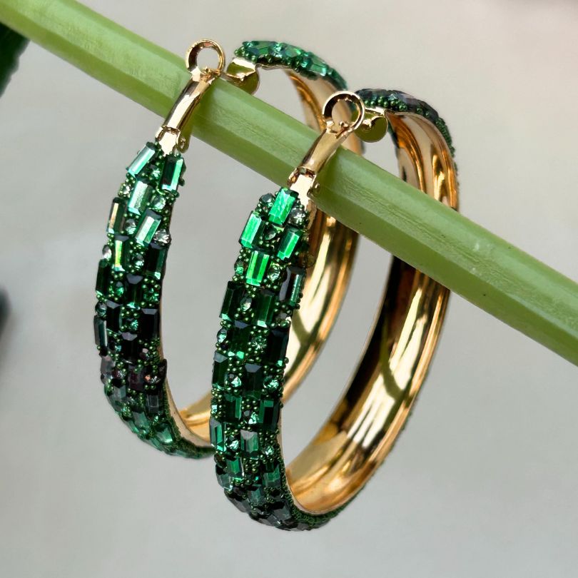 Zeno Bling Blogger Green Oversized Hoop Earrings