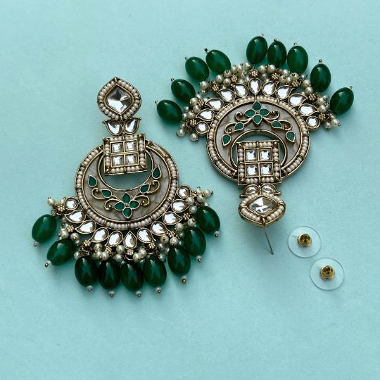 Nayna Green Designer Chandbalis Earrings