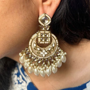 Nayna White Designer Chandbalis Earrings