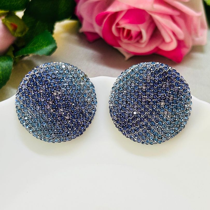 Bling Blogger Purple Blue Stud Earrings