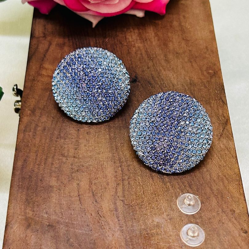 Bling Blogger Purple Blue Stud Earrings