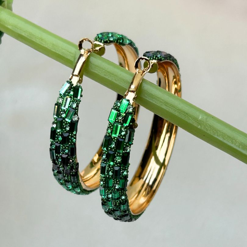 Zeno Bling Blogger Green Oversized Hoop Earrings