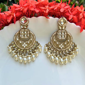 Nayna White Designer Chandbalis Earrings