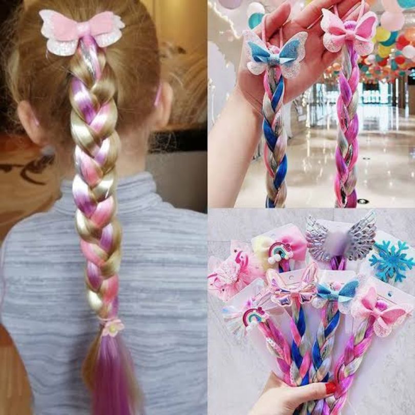 Cute Baby Girl Butterfly Blue Twist Braid Rubber Band