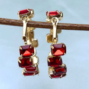 Bling Blogger Crystal Hoop Earrings - Red