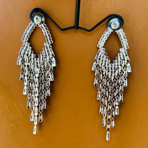 Silver American Diamond Chandelier Earrings